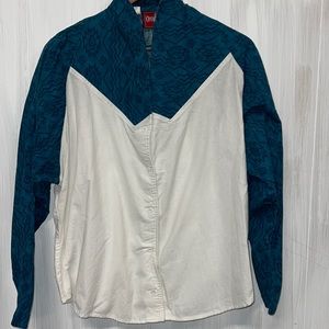 Womens vintage Open range western cowgirl button up shirt top‎ xlarge XL